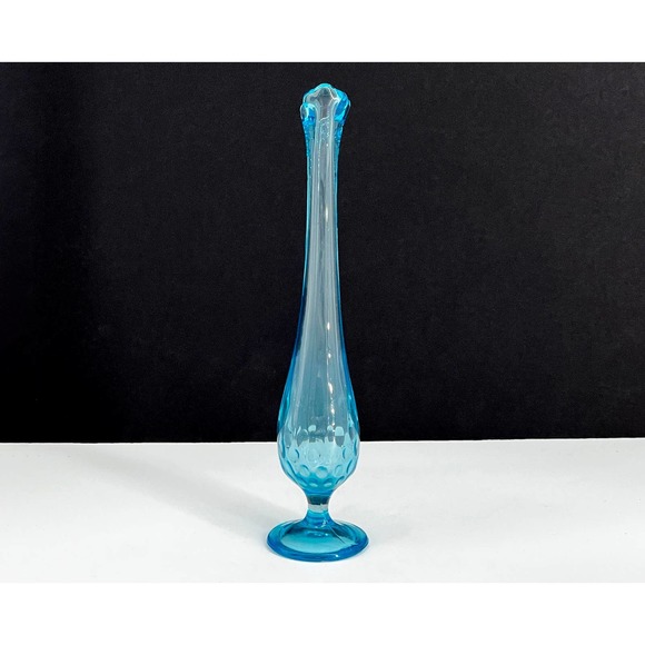 Vintage Ice Blue Footed Viking Vase. 9.5" Tall - Picture 2 of 10